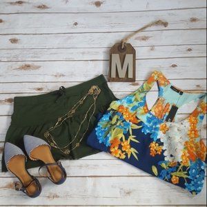 hunter green circle mini skirt NWT